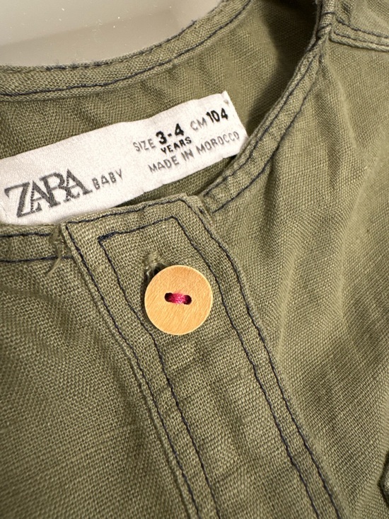 Zara Toddler Olive Green Button-Front Romper - Picture 3 of 3
